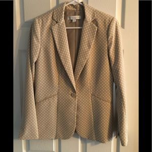 Tan and white polka dot blazer NY & Co